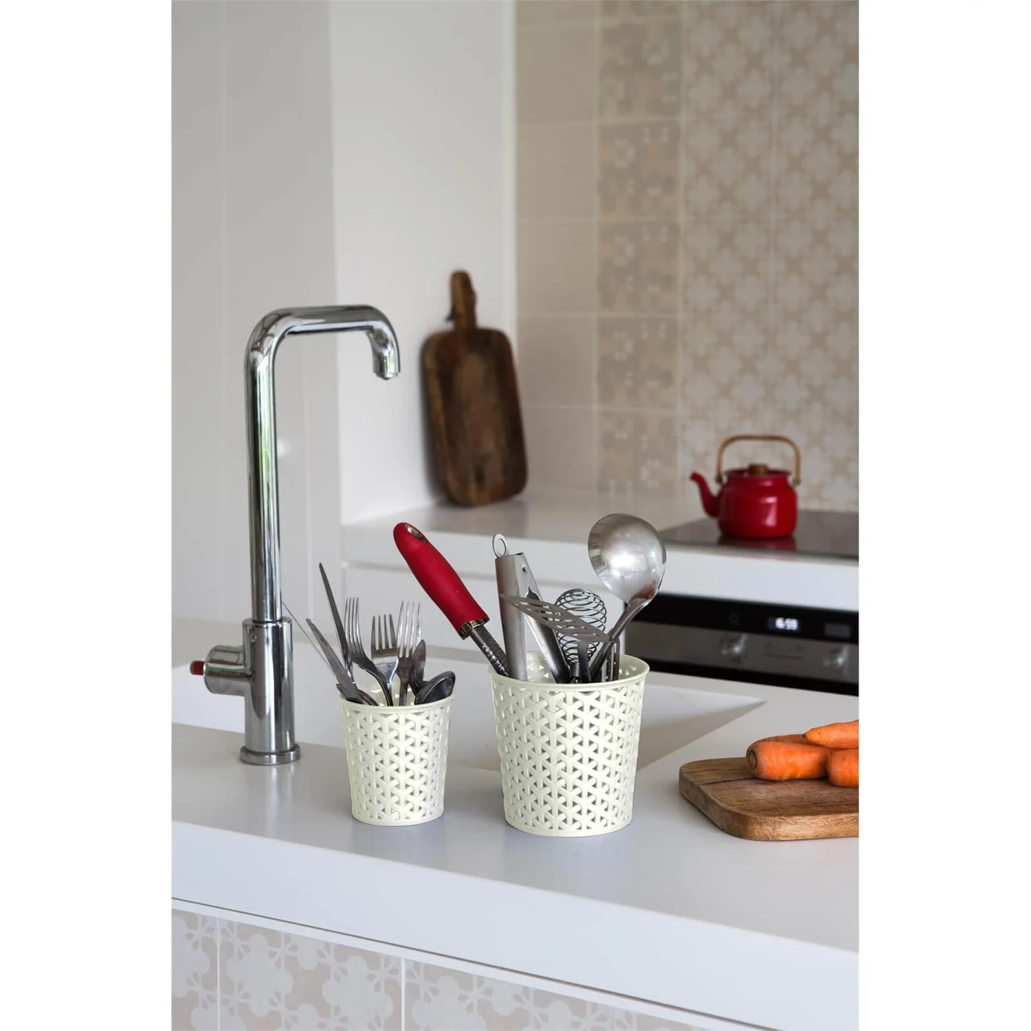 Curver My Style Large Round Plastic Storage Organiser - Vintage White - 1.6L - Image 5