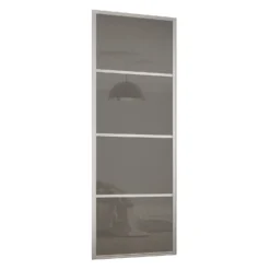Ellipse Sliding Wardrobe Door 4 Panel Cappuccino Glass With Aluminium Frame (W)610mm