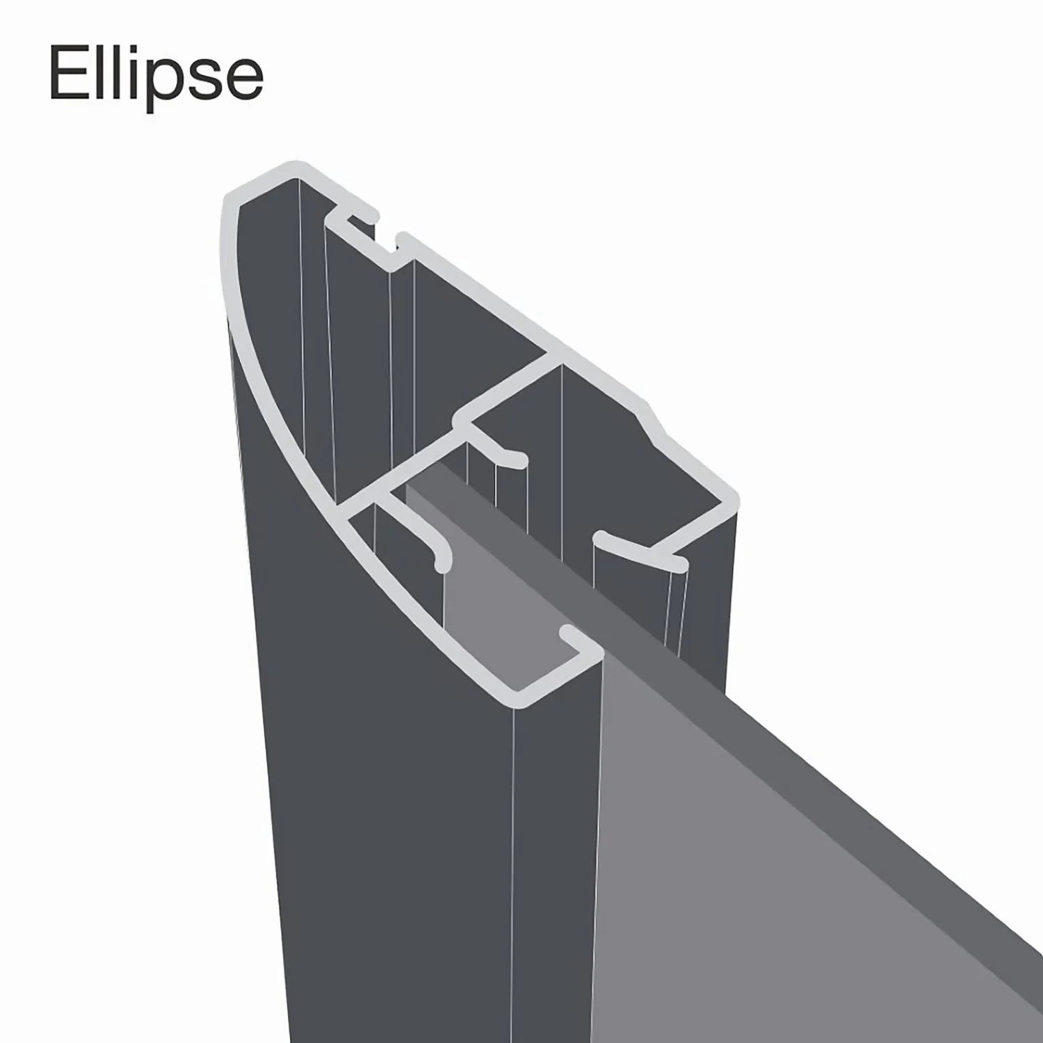 Ellipse Sliding Wardrobe Door 4 Panel Arctic White Glass With Aluminium Frame (W)914mm - Image 3