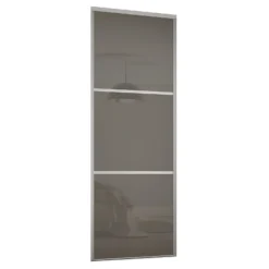 Linear Sliding Wardrobe Door 3 Panel Cappuccino Glass With Silver Frame (W)610mm