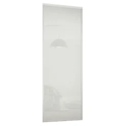 Classic Sliding Wardrobe Door Arctic White Glass With Silver Frame (W)610mm