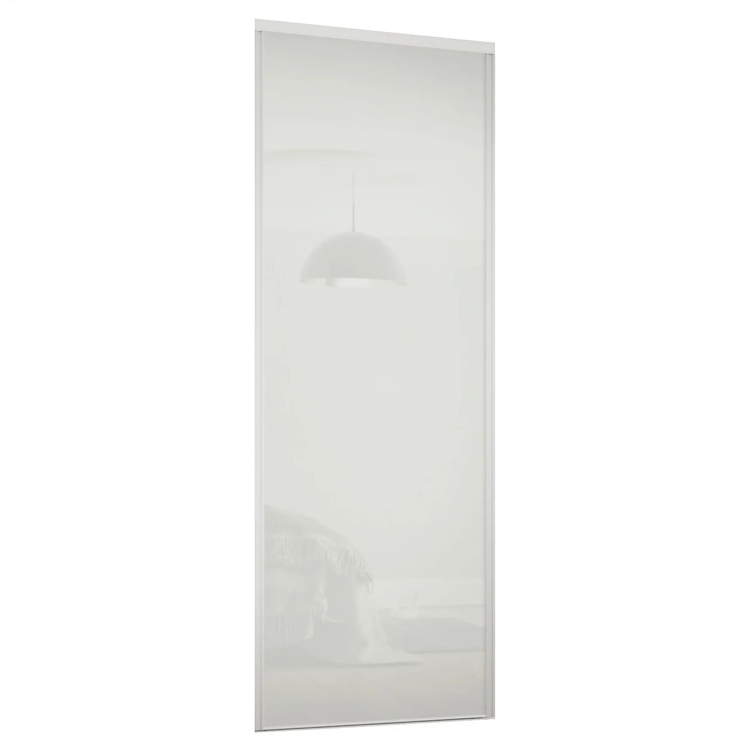 Classic Sliding Wardrobe Door Arctic White Glass With Silver Frame (W)610mm