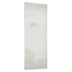 Classic Sliding Wardrobe Door Arctic White Glass With Silver Frame (W)914mm