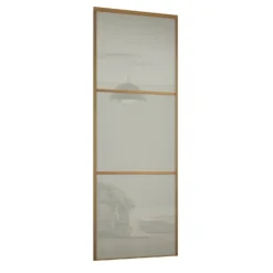 Linear Sliding Wardrobe Door 3 Panel Arctic White Glass With Oak Frame (W)762mm