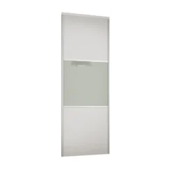 Linear Sliding Wardrobe Door 3 Panel White / Arctic White Glass With White Frame (W)762mm