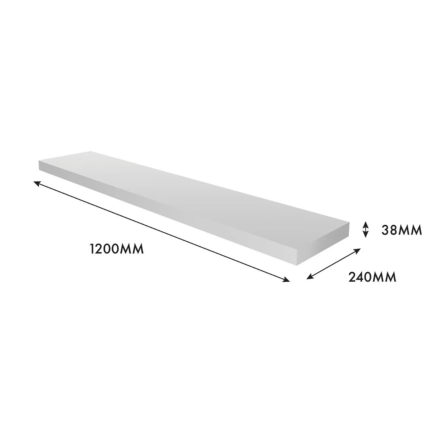 Floating Shelf - White Gloss - 1200 X 240 X 38mm - Image 5