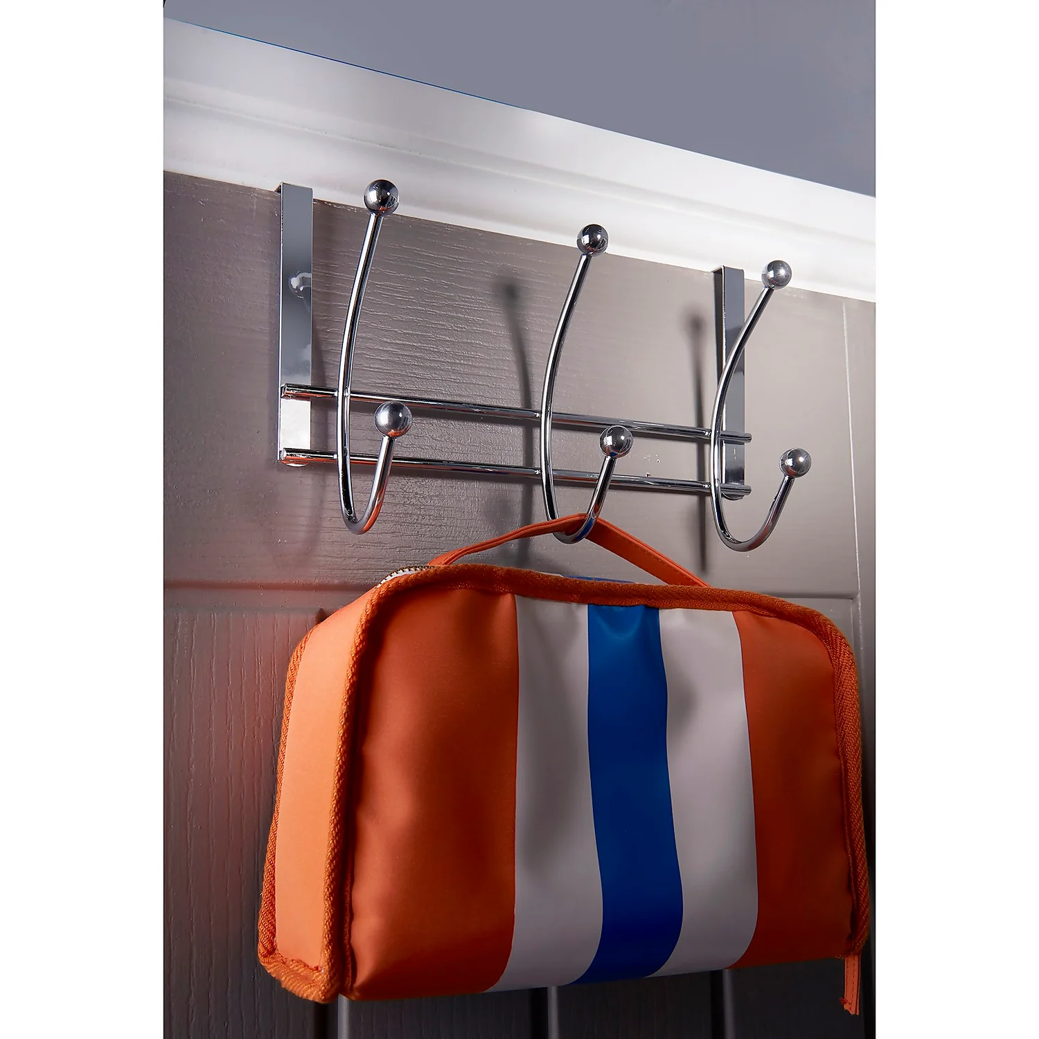 None Hat And Coat Over The Door Hanger - Chrome Plated - 3 Hooks - Image 3