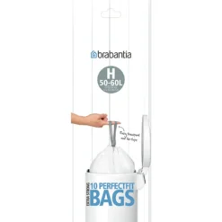 Brabantia Bin Liners - 50L And 60L - 10 Pack - White