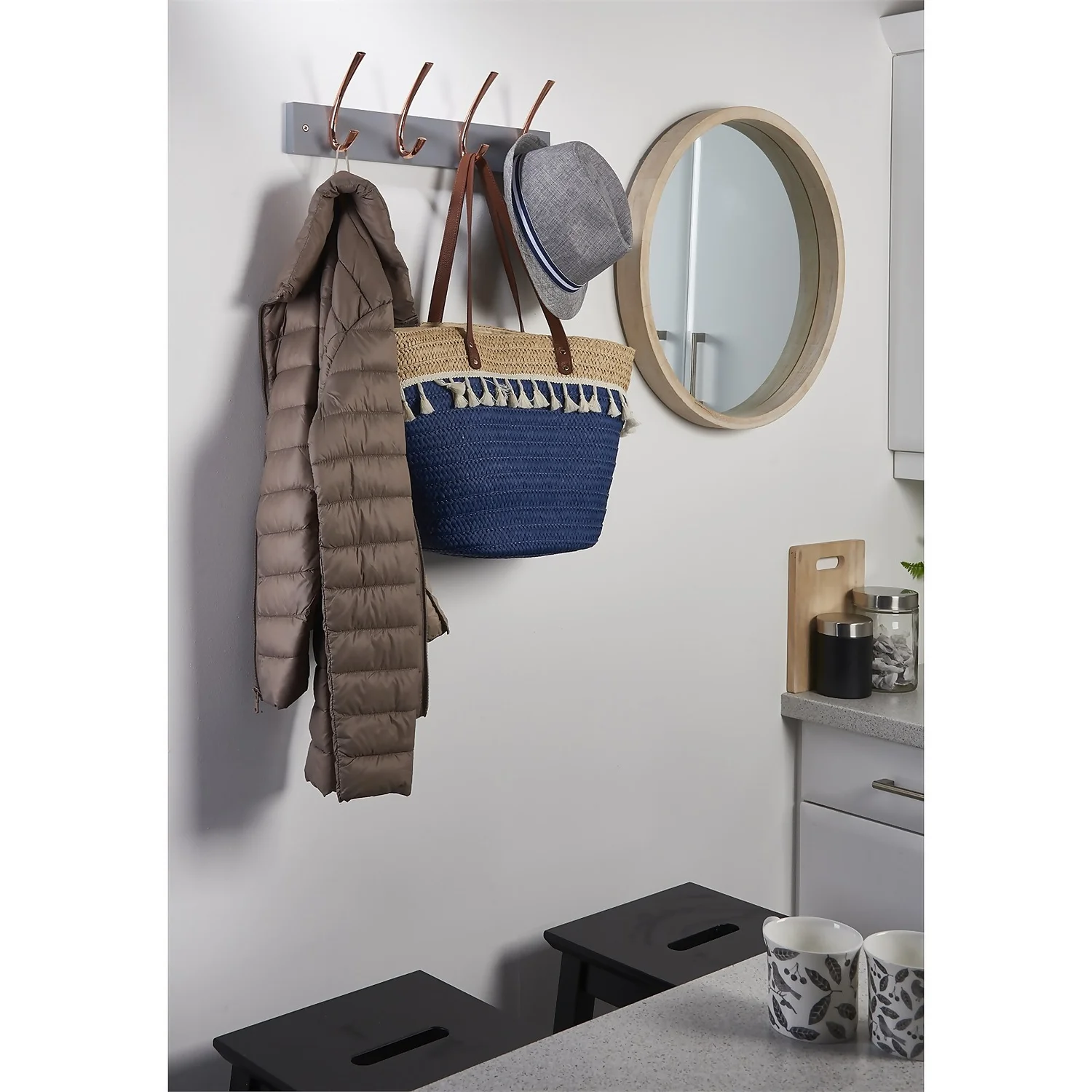 4 Large Rib Copper Hook On Slate Grey Bloc Board - Image 2