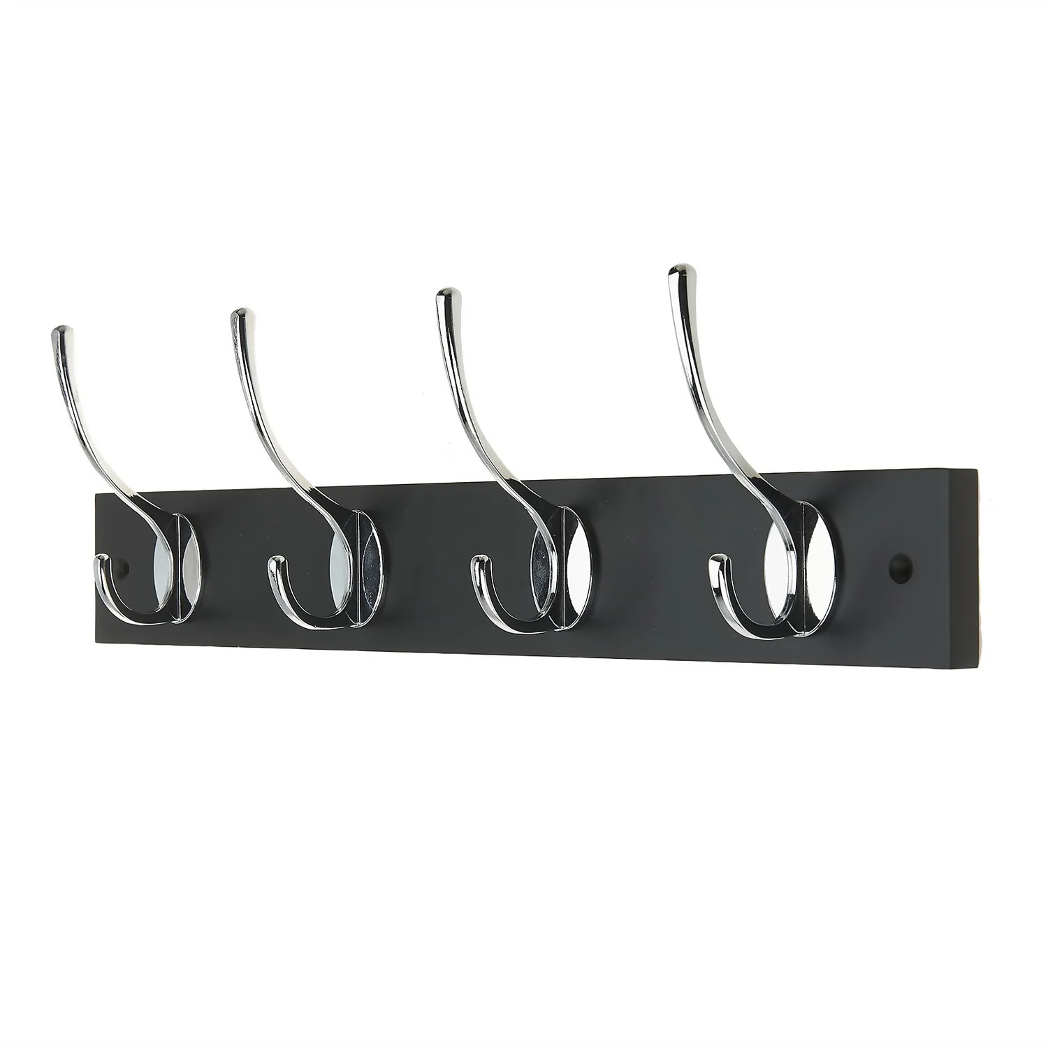 4 Victorian Chrome Hooks On Black Bloc Board