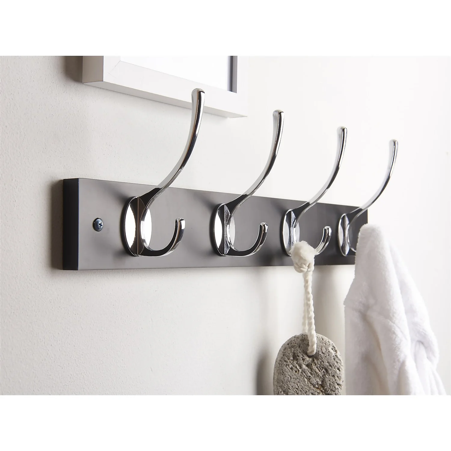 4 Victorian Chrome Hooks On Black Bloc Board - Image 3