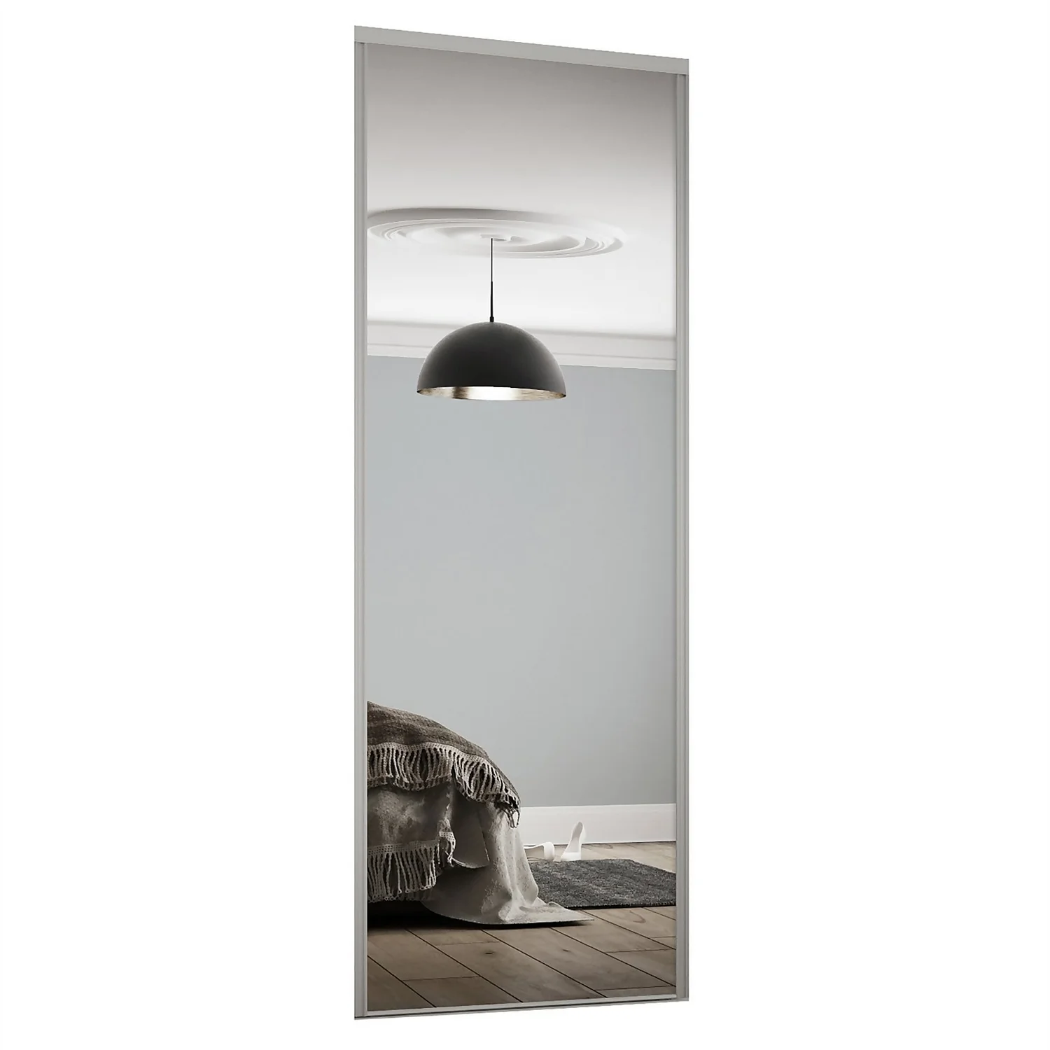 Classic Sliding Wardrobe Door Mirror With Silver Frame (W)914mm