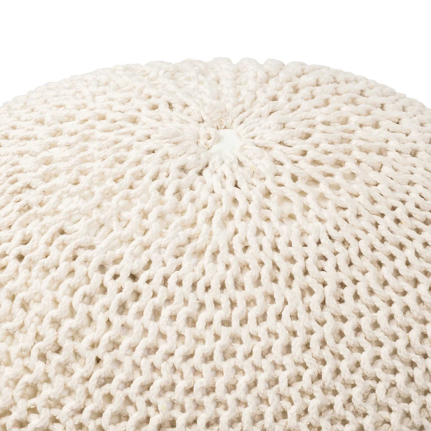 Charles Chunky Knit Pouffe - Cream - Image 3