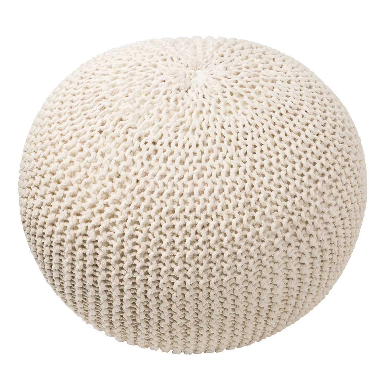 Charles Chunky Knit Pouffe - Cream - Image 2