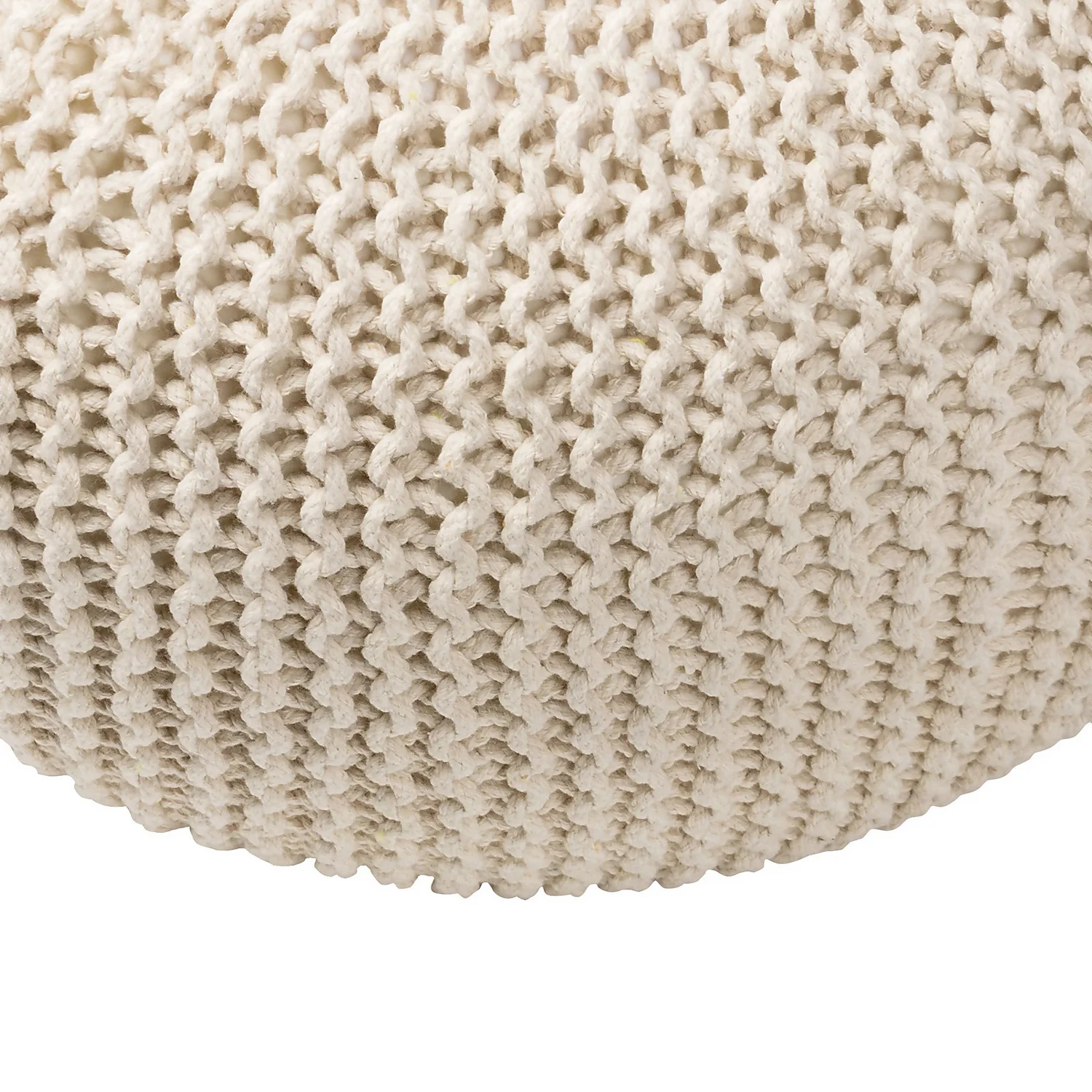 Charles Chunky Knit Pouffe - Cream - Image 5