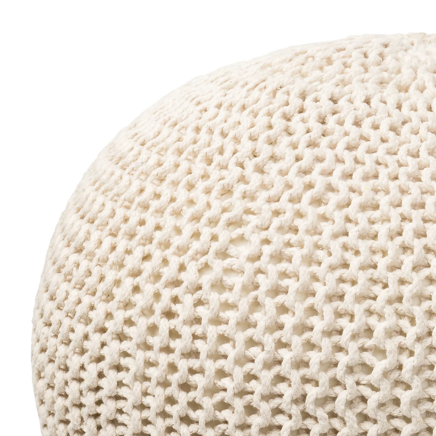 Charles Chunky Knit Pouffe - Cream - Image 4