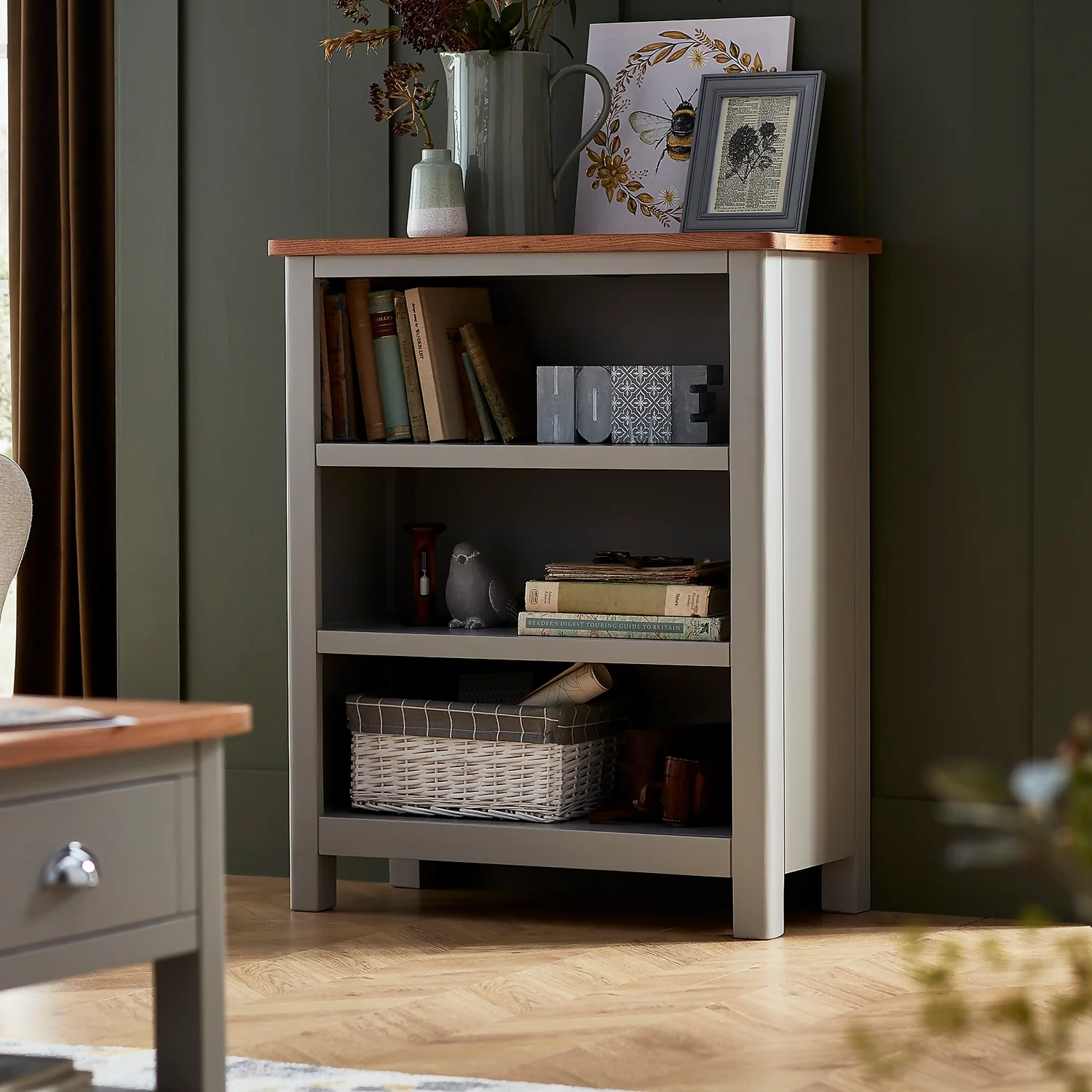 Norbury Low Bookcase - Grey - Image 2