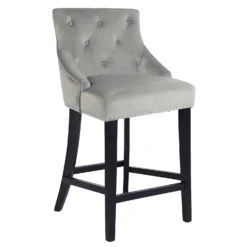 Annabelle Velvet Bar Stool - Grey