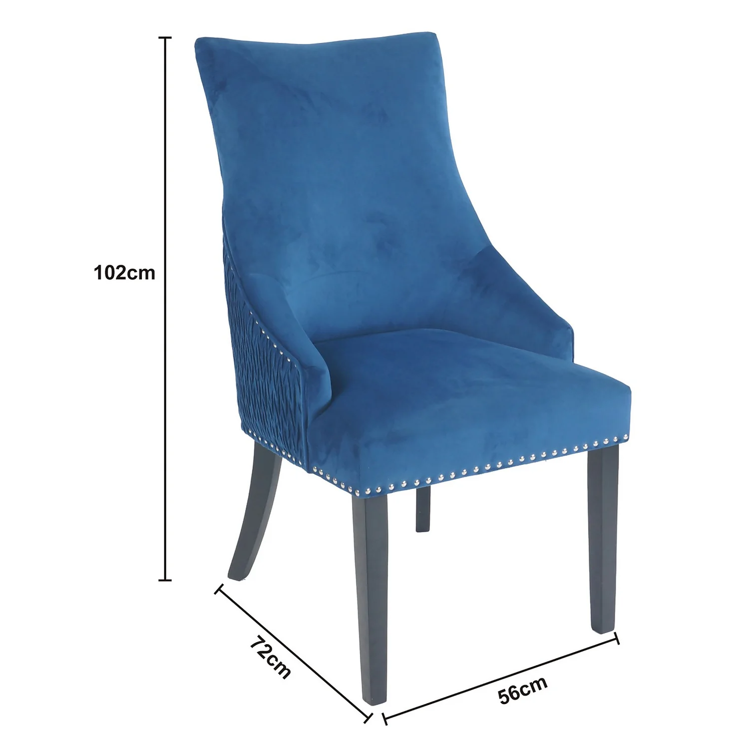 Annabelle Pleated Back Velvet Dining Chairs - Set Of 2 - Navy - Image 8