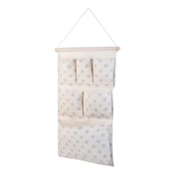None Flexi Storage Kids 6 Pocket Hanging Organiser - White & Grey Polka Dot