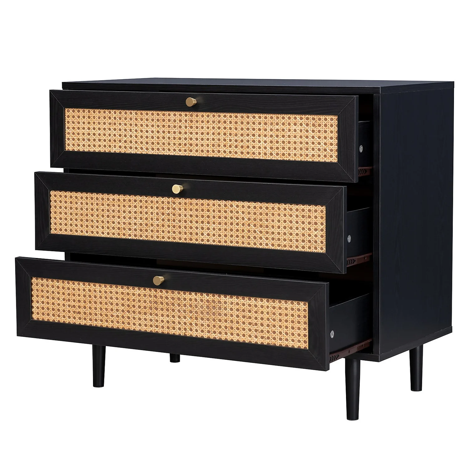 Kubu Rattan 3 Drawer Chest - Black - Image 3
