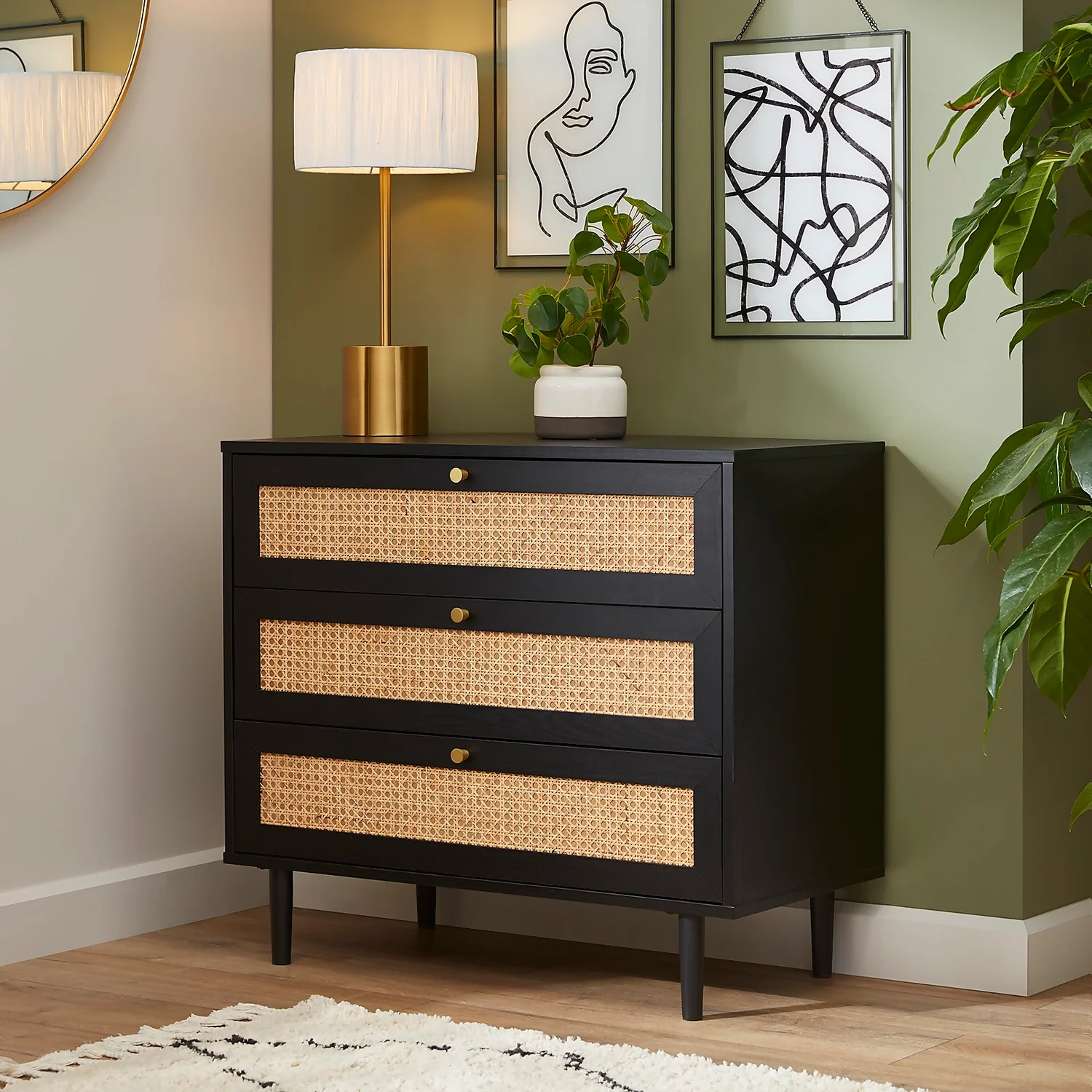 Kubu Rattan 3 Drawer Chest - Black - Image 2