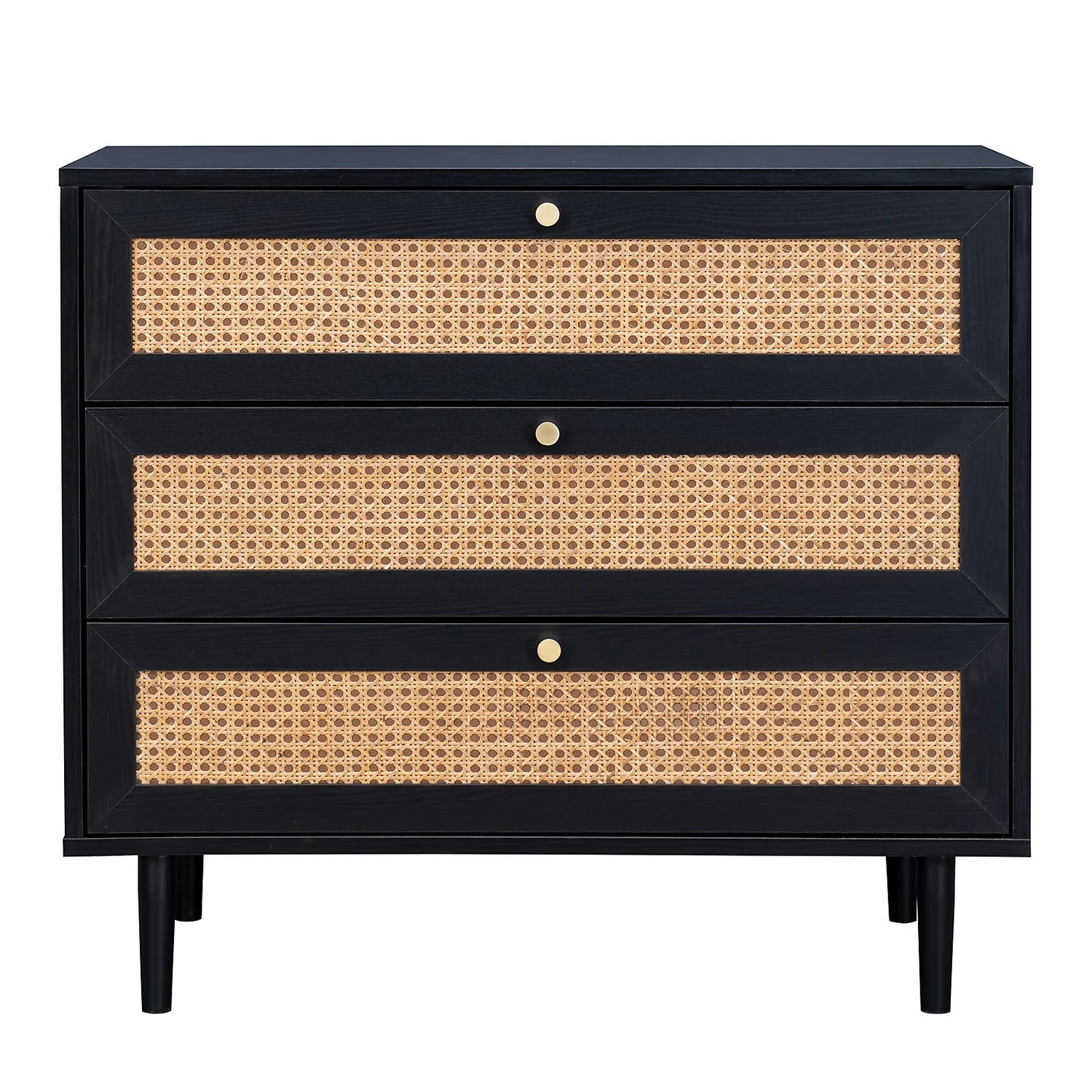 Kubu Rattan 3 Drawer Chest - Black - Image 4