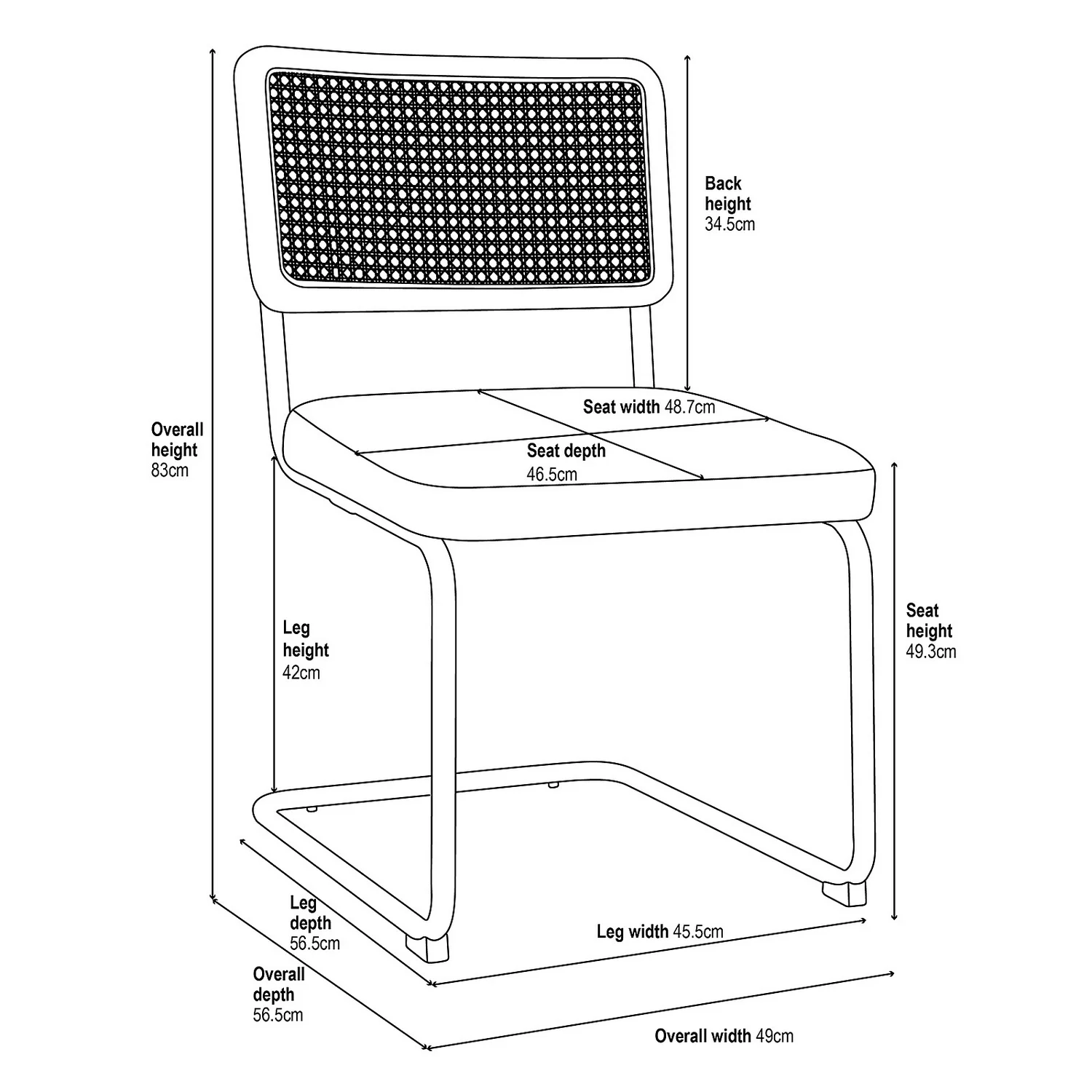 Rory Rattan Back Dining Chair - Set Of 2 - Cream - Image 8