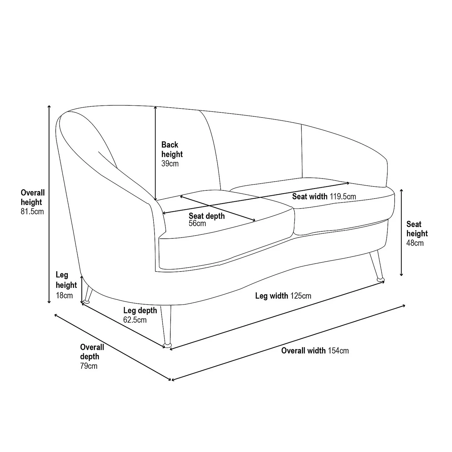 Lucie Asymmetric 2 Seater Sofa - Midnight - Image 9