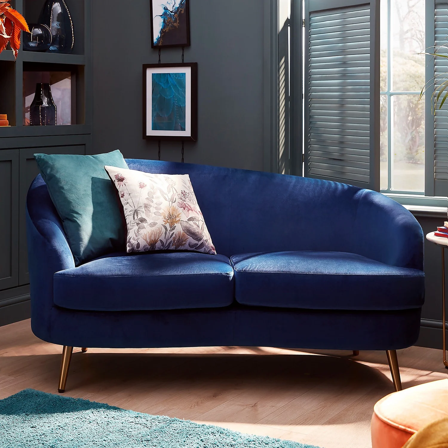 Lucie Asymmetric 2 Seater Sofa - Midnight - Image 2