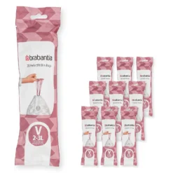 Brabantia PerfectFit Bags (Code V) 2-3L - 200 Bags - White