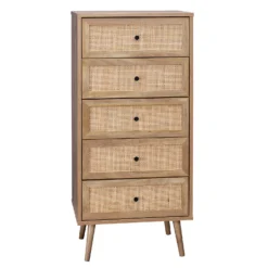 Kubu Rattan 5 Drawer Tallboy
