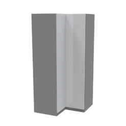 House Beautiful Honest Corner Wardrobe, Grey Carcass - Gloss White Slab Doors (W) 1053mm X (H) 2196mm