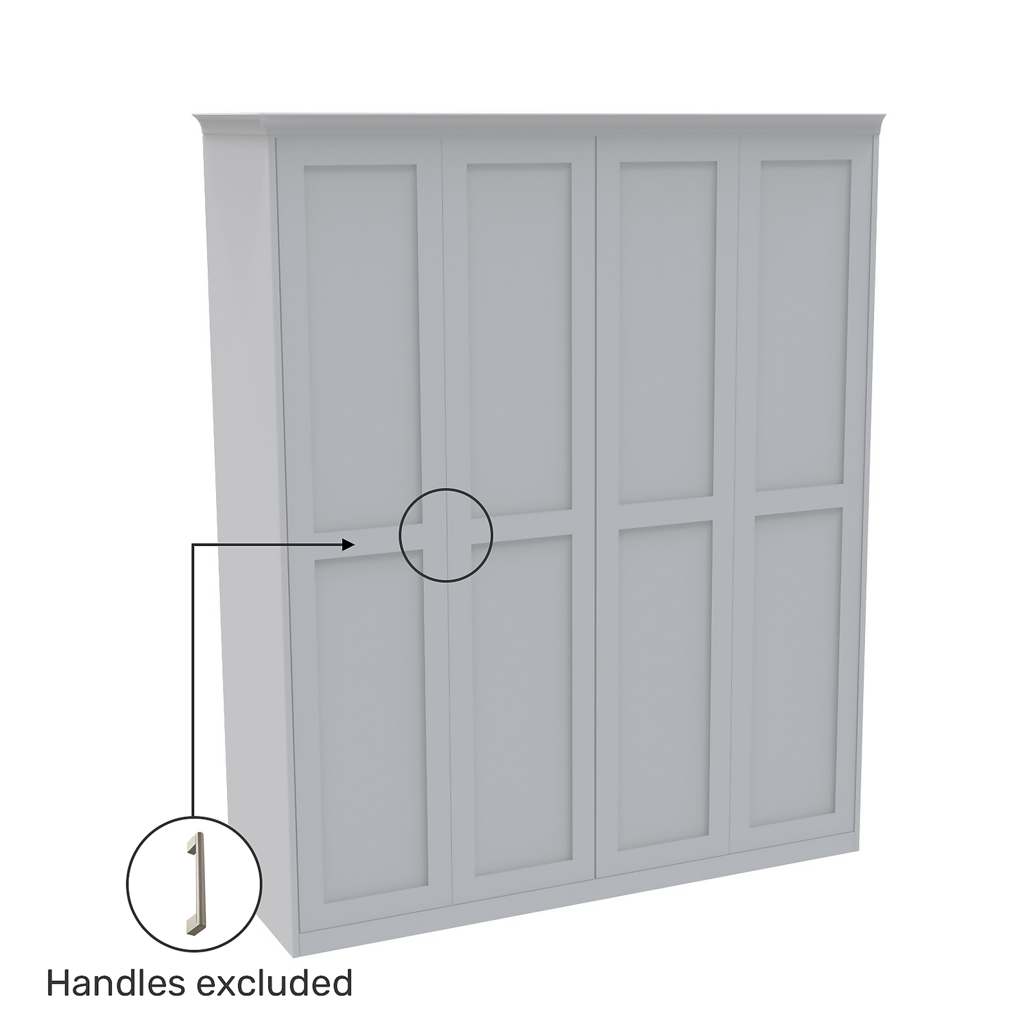 House Beautiful Realm Fitted Look Quad Wardrobe, Grey Carcass - White Shaker Doors (W) 1901mm X (H) 2256mm - Image 4