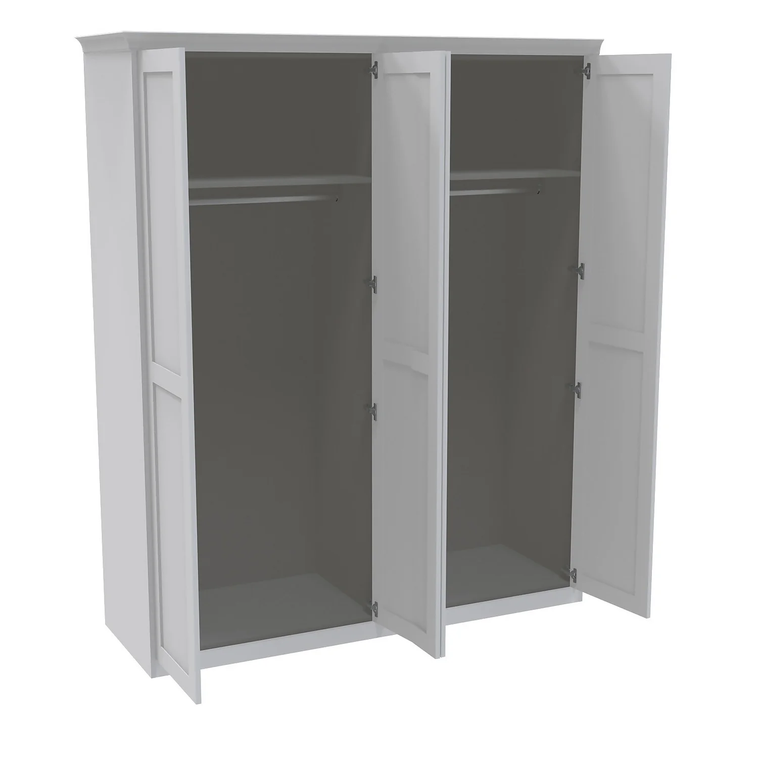 House Beautiful Realm Fitted Look Quad Wardrobe, Grey Carcass - White Shaker Doors (W) 1901mm X (H) 2256mm - Image 3