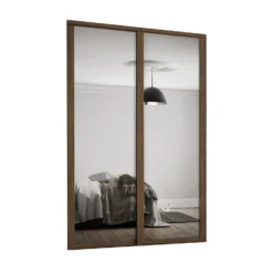 Shaker 2 Door Sliding Wardrobe Kit Mirror With Walnut Frame (W)1753 X (H)2260mm