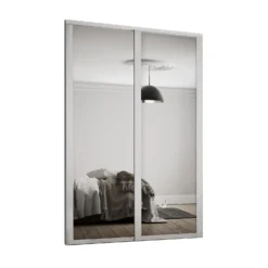 Shaker 2 Door Sliding Wardrobe Kit Mirror With Dove Grey Frame (W)1449 X (H)2260mm